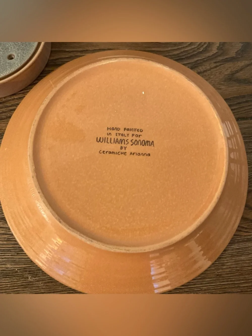 Williams Sonoma Ceramic Pitcher and Basin in Cream and Orange